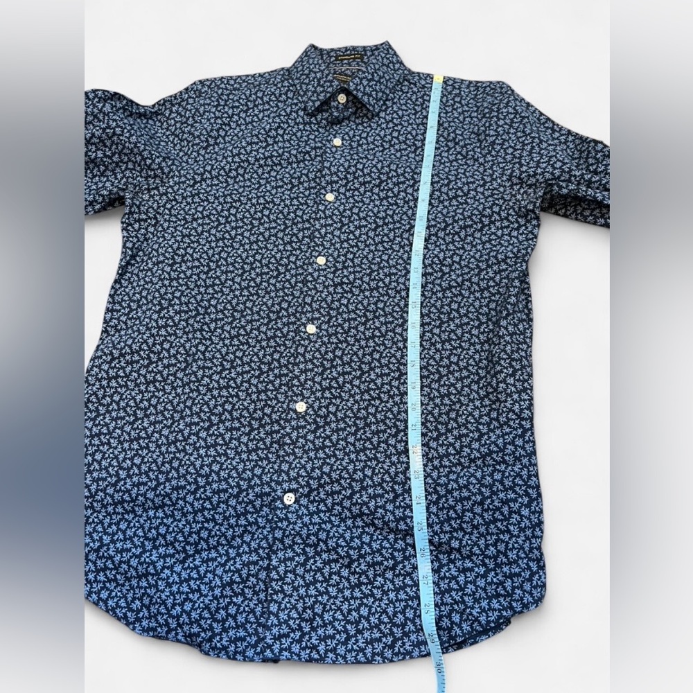 Banana Republic Blue Patterned Men's Shirt Standard Fit Non-Iron Size M View 3